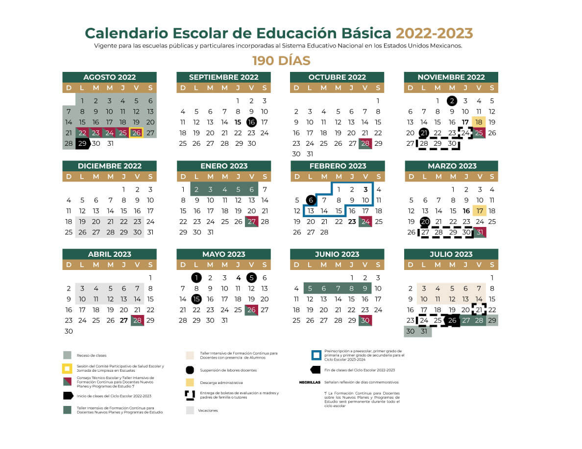 Calendario Escolar de México 2022-2024