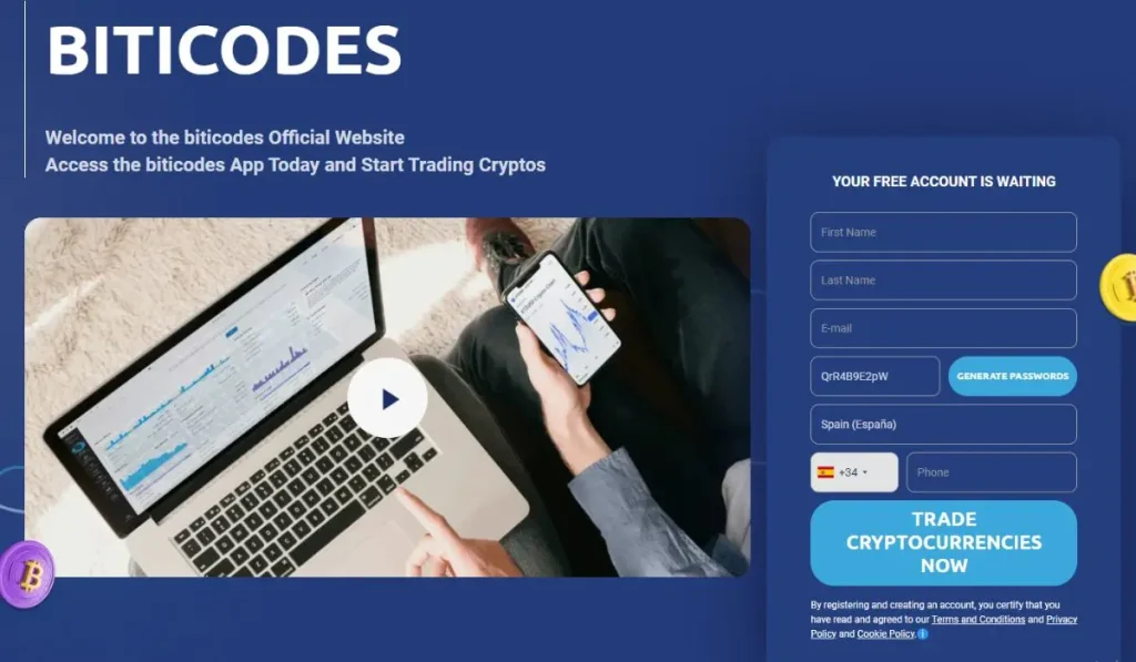 website interface for Biticodes Opiniones
