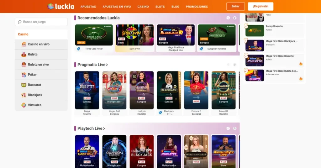 Luckia Casino homepage