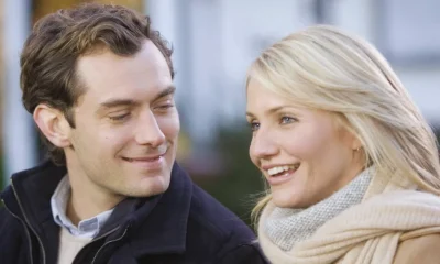 Primer plano de Jude Law con su esposa